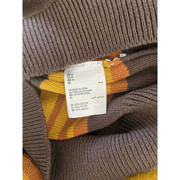 NWT Sun & Stone Brown Multi Striped Knit Hooded Pullover Sweater Mens Sz Medium - Picture 6 of 6